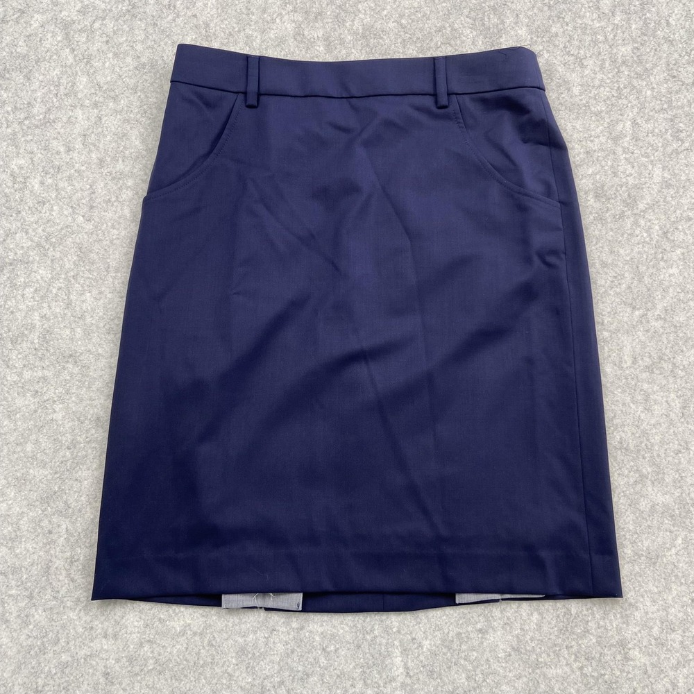 Brooks Brothers Skirt Womens 6P Blue Wool Pencil Knee Length Lined Work Office